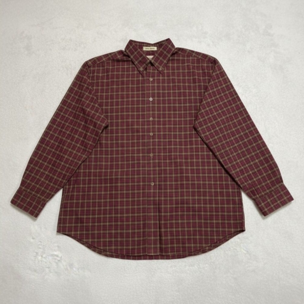 L.L. Bean Button Down Shirt Mens XL Red Plaid Long Sleeve Wrinkle Resistant